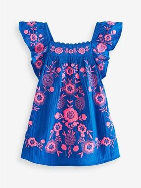 Next Girls Embroidered Flutter Sleeve Kaftan Dress